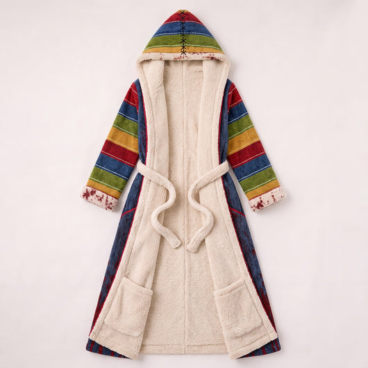 Chucky Heated Robe laid out open showing sherpa lining